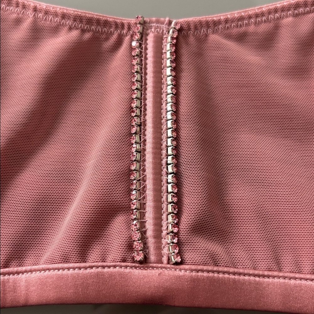 Fleur Du Mal Brilliant Boned Rhinestone Bralette Pink Women’s Size Large NWT! - Picture 13 of 15